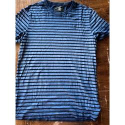 Gstar raw T-shirt blauw-donkerblauw gestreept S