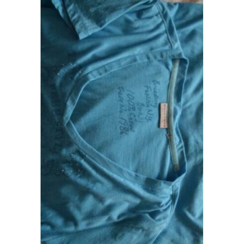 blauwe shirtje van broadway inmaat L, vlinderprint -v26
