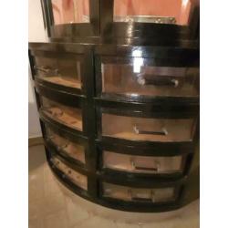 Vitrine winkelkast met bolle ruiten/winkelkast/kast/kasten