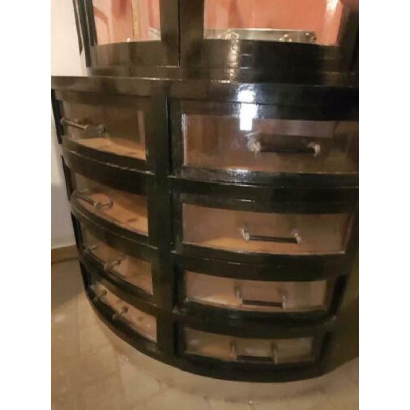 Vitrine winkelkast met bolle ruiten/winkelkast/kast/kasten