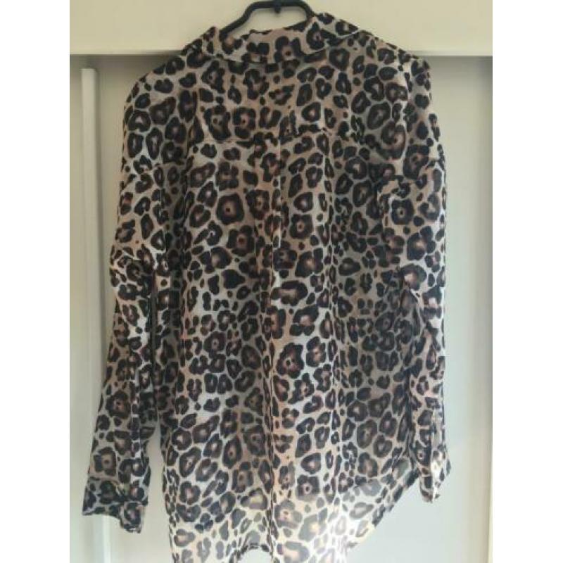 Coolcat: Wijde groot vallende panterprint blouse (S)