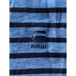 Gstar raw T-shirt blauw-donkerblauw gestreept S