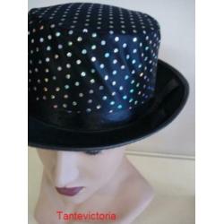 NIEUW Hoge hoed met parlemoer glitters pailletten pailletjes