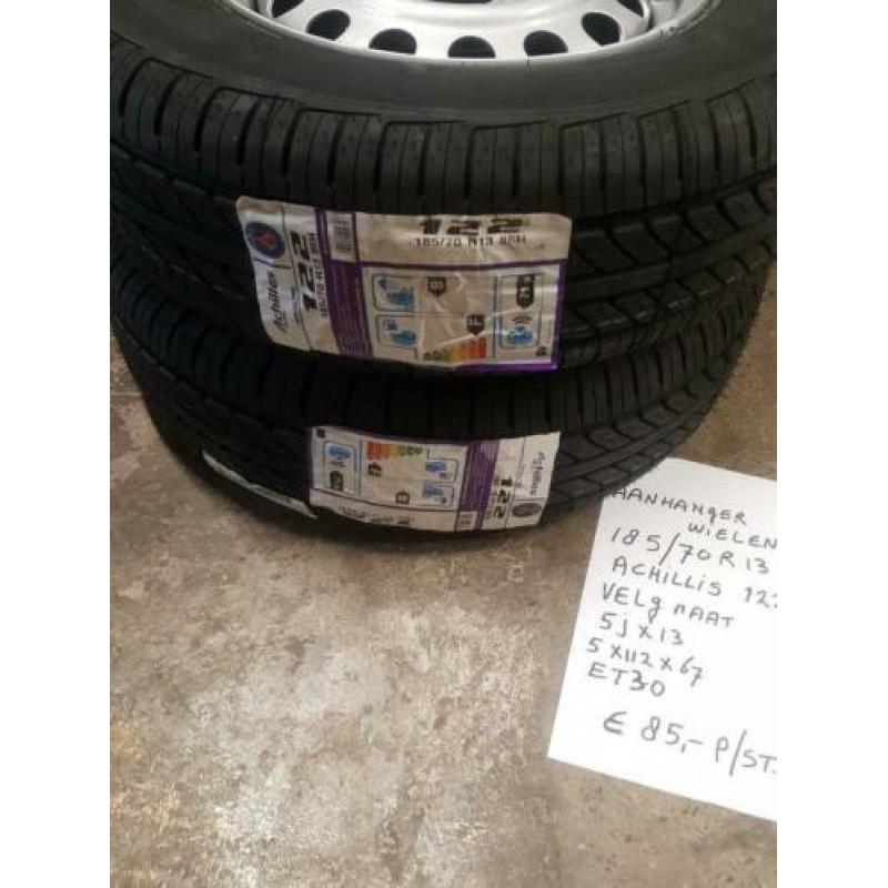 Aanhanger wielen 13 inch nieuw 5 gaats et 30 / 185/70R13