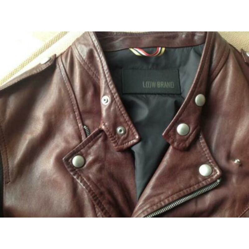 Brand slim fit mooie bordeaux zwart Bikerjack top leer