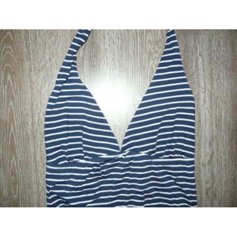 Prachtig marine donkerblauw gestreept badpak maat L 40 42
