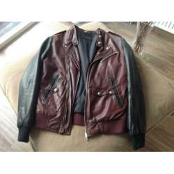 Brand slim fit mooie bordeaux zwart Bikerjack top leer