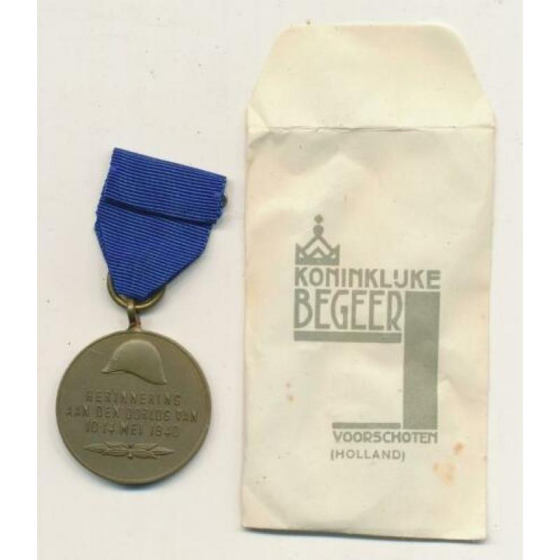 Nederland mei 1940 medaille & oorkonde