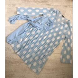 ?? pastelblauw plissé tuniek + sjaal Ambika polkadots lente