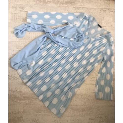 ?? pastelblauw plissé tuniek + sjaal Ambika polkadots lente