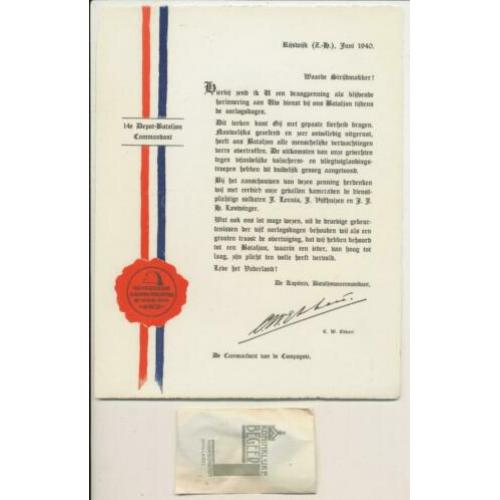 Nederland mei 1940 medaille & oorkonde