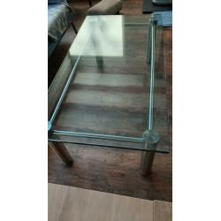 Glas + RVS salontafel