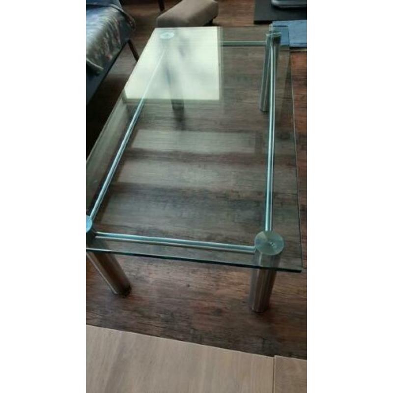 Glas + RVS salontafel