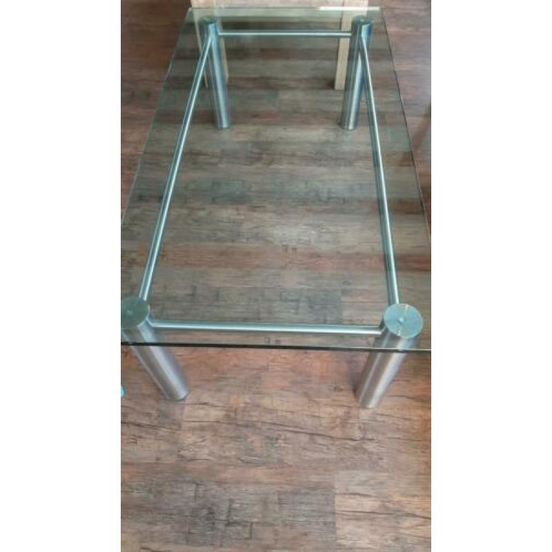 Glas + RVS salontafel
