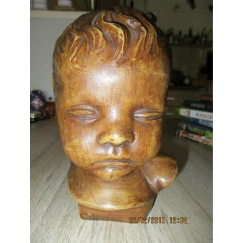 2 x Beeld kinder hoofd 14 x 11 x 17 cm