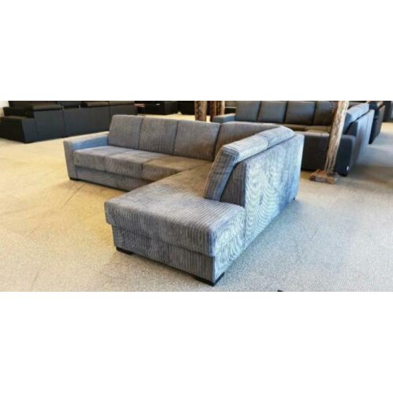 n44 strak grijs ribstof loungebank