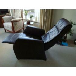 Prachtige leren verstelbare relax fauteuil Moon donkerbruin