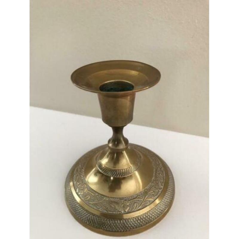Mooi bewerkte vintage koperen kandelaar