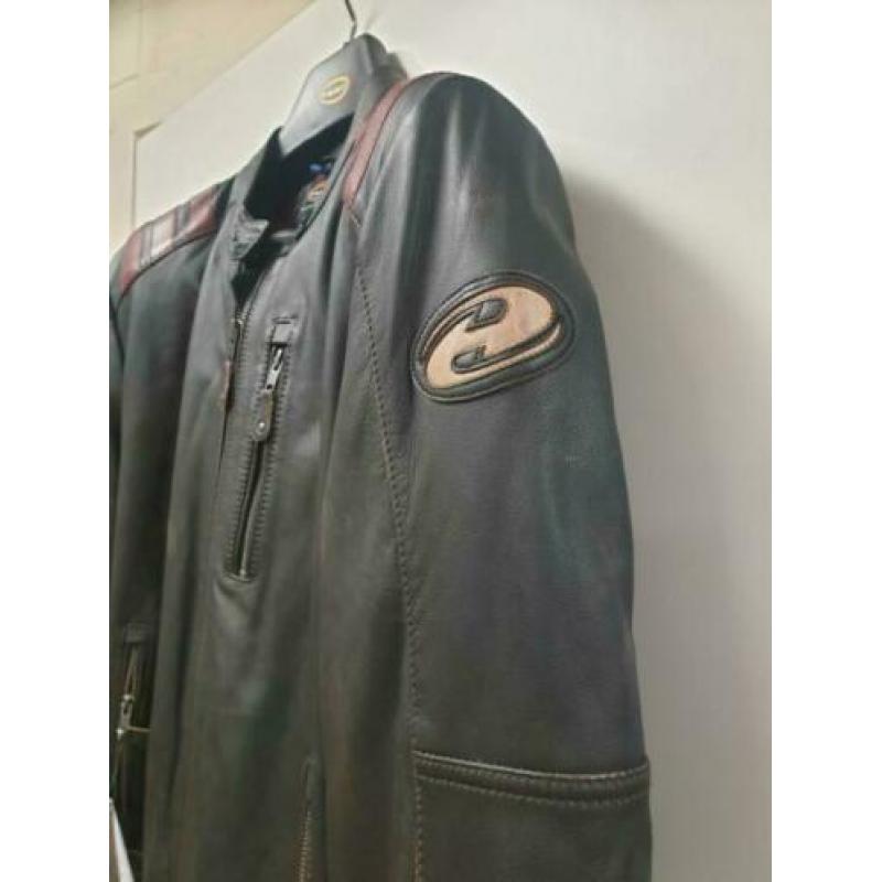 Held lax lederen motorjack, retro, old skool, maat 52