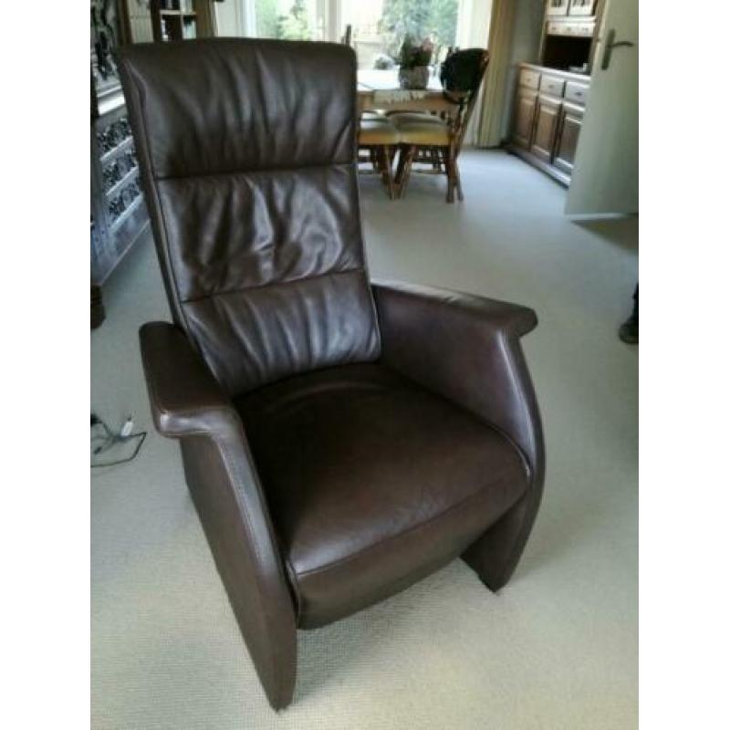 Prachtige leren verstelbare relax fauteuil Moon donkerbruin