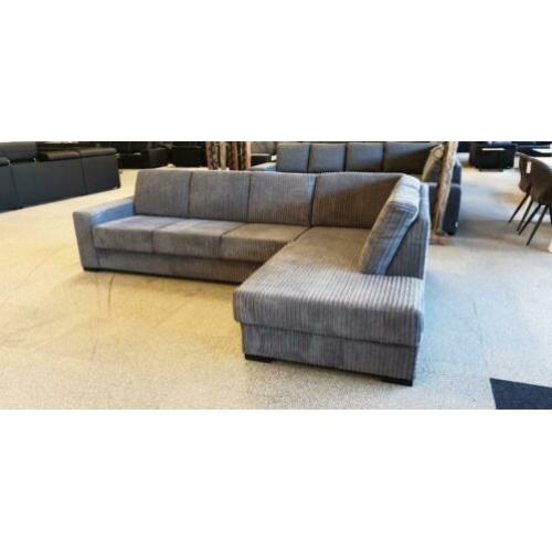 n44 strak grijs ribstof loungebank