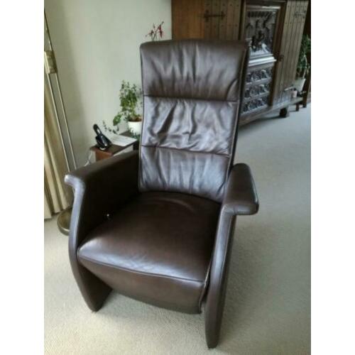 Prachtige leren verstelbare relax fauteuil Moon donkerbruin
