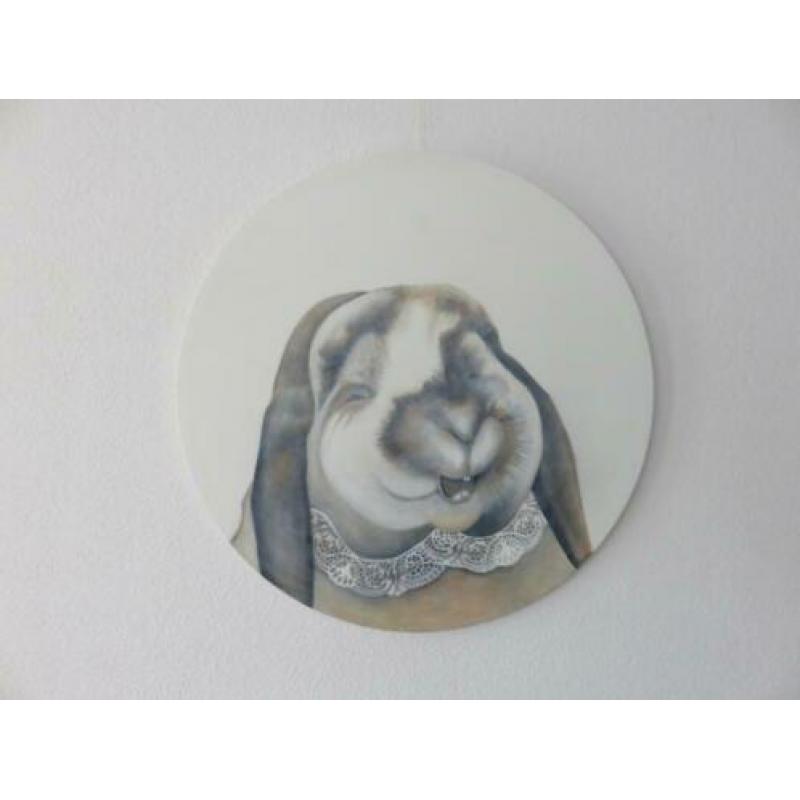 schilderij Konijn 89cm doorsnede