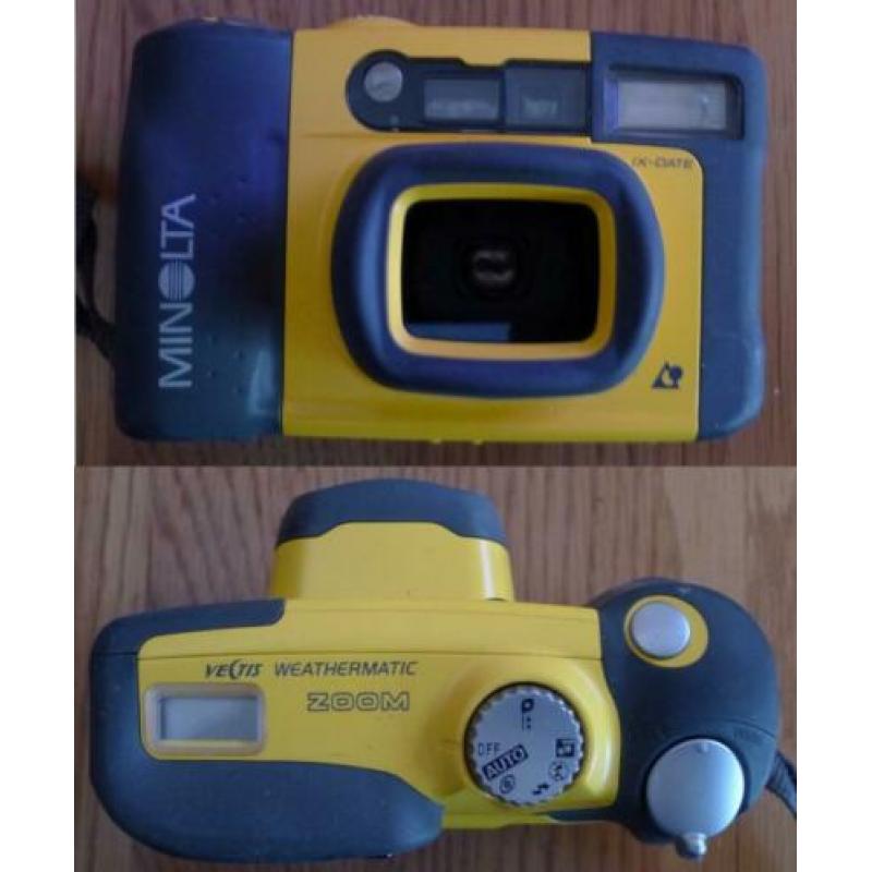 Onderwatercamera's minolta 5 stuks + 2 onderwaterhuizen
