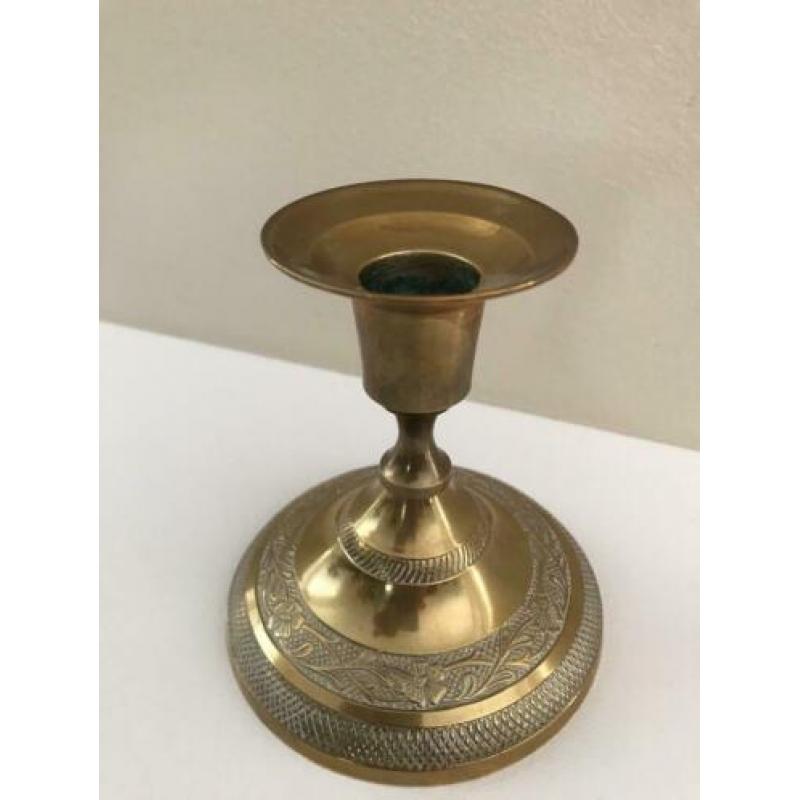 Mooi bewerkte vintage koperen kandelaar