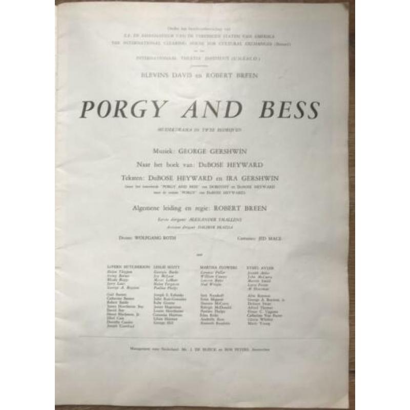 Programmaboekje musical Porgy & Bess Gershwin Chanel Philips