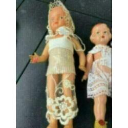 antieke oude kleinere celluloid popjes v ca. 20/35cm popje