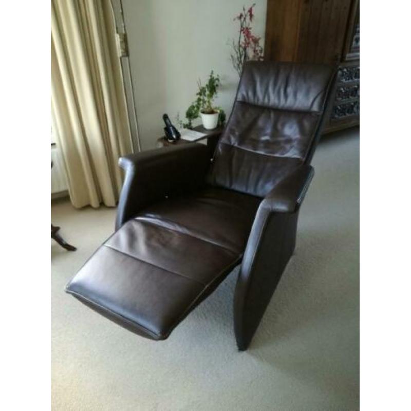 Prachtige leren verstelbare relax fauteuil Moon donkerbruin