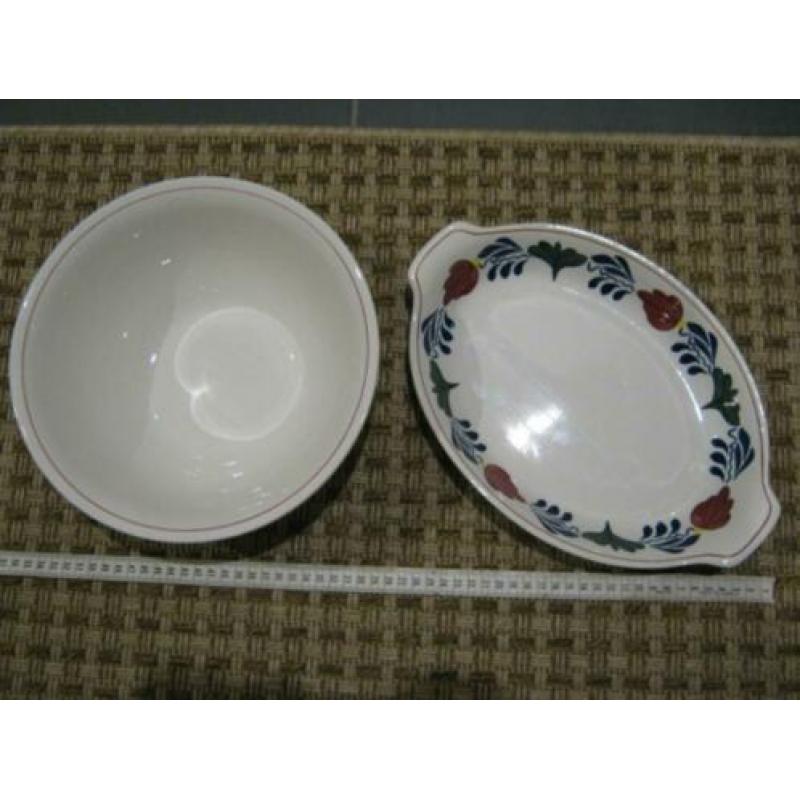boerenbont schalen, doorsnee 25 H10 - 21 x 13 H5 cm