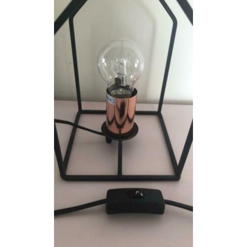 Huisjes frame vorm lamp zwart metaal met rosé goud details