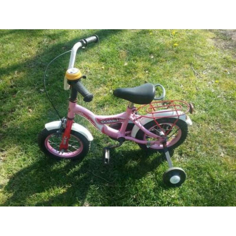 Te koop aangeboden een kinderfietsje met zijwieltjes 12 inch