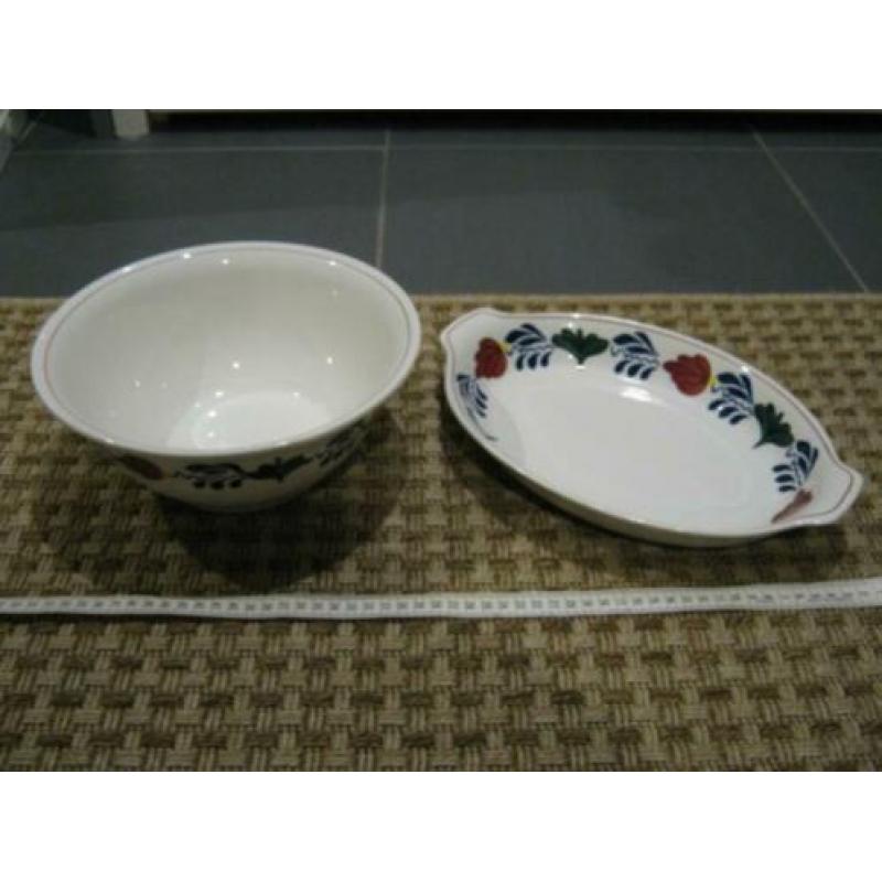 boerenbont schalen, doorsnee 25 H10 - 21 x 13 H5 cm