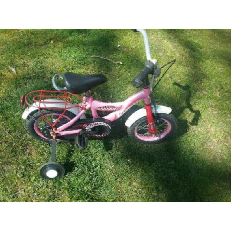 Te koop aangeboden een kinderfietsje met zijwieltjes 12 inch