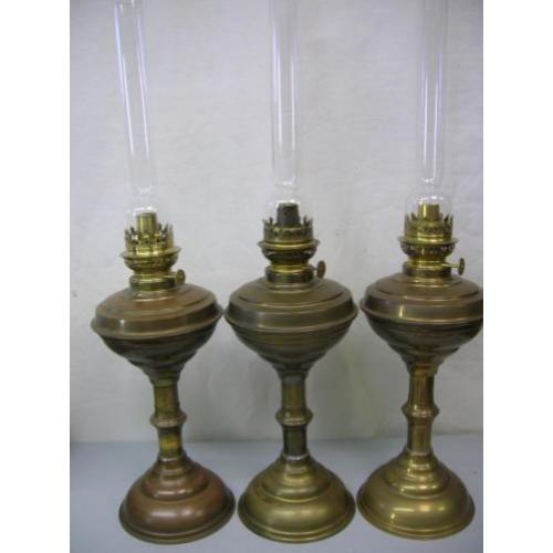 Olielampen, messing, tafelmodel, 3 stuks