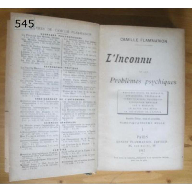 545. Antiek boek 1917 / 1923 psychique Psychologie Frans