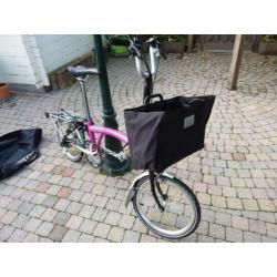 Brompton vouwfiets met versnellingen, bagagerek en voortas