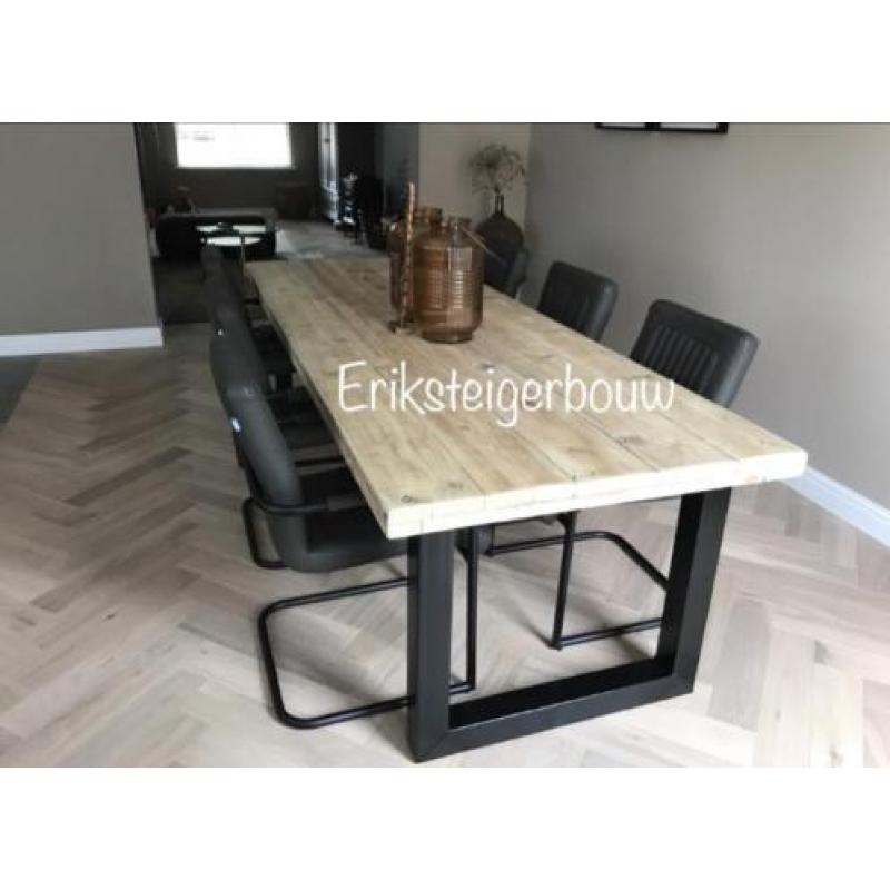 Steigerhout eettafel bank bankje industriële tafel X U poten