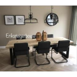 Steigerhout eettafel bank bankje industriële tafel X U poten