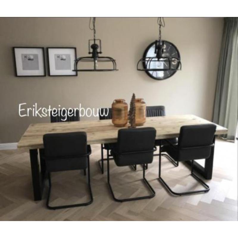 Steigerhout eettafel bank bankje industriële tafel X U poten