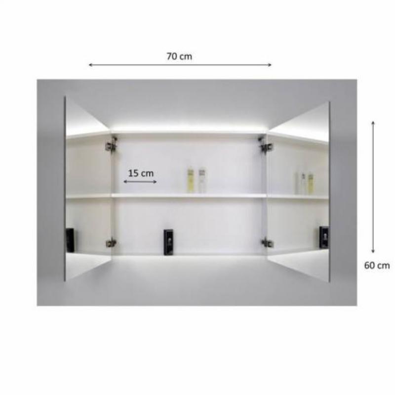 Spiegelkast Sanicare Qlassics Ambiance 70 cm 2 Deuren Zij...