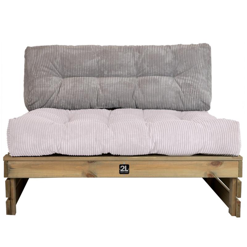 2L Home & Garden Rugkussen Ribcord Deluxe Kiezel - 120x40cm
